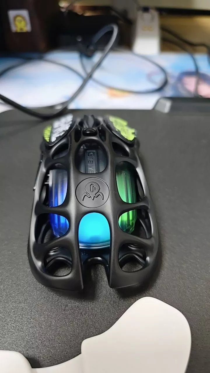 Chuột Gaming Không Dây Gravastar Mercury M1 Pro - LED RGB, Thiết Kế Công Thái Học, Độ Chính Xác Cao, Tương Thích Bluetooth, Phiên Bản Batte Worn Gray
