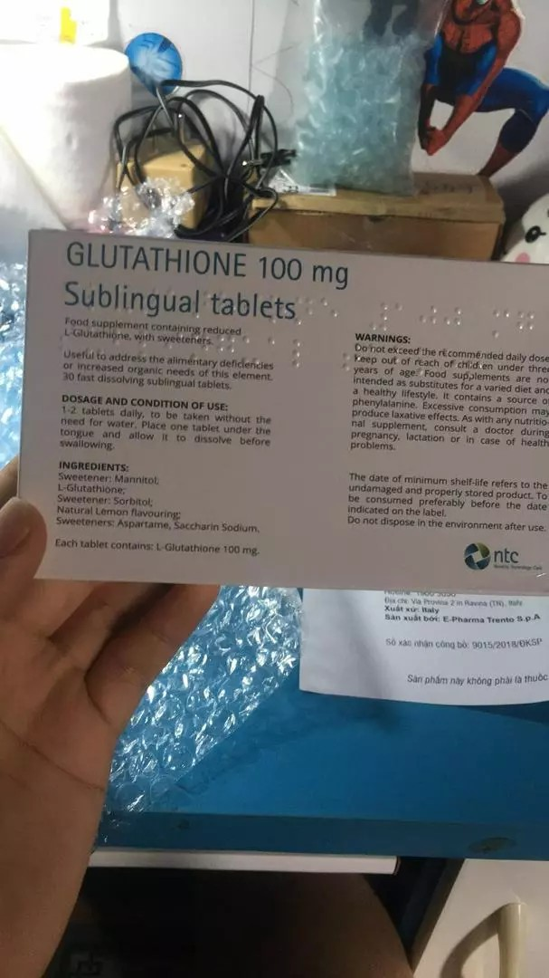 Viên Ngậm Trắng Da Glutathione 100mg - Tăng Cường Trắng Da, Chống Lão Hóa, Nhập Khẩu Từ Italy - Hỗ Trợ Sức Khỏe Toàn Diện
