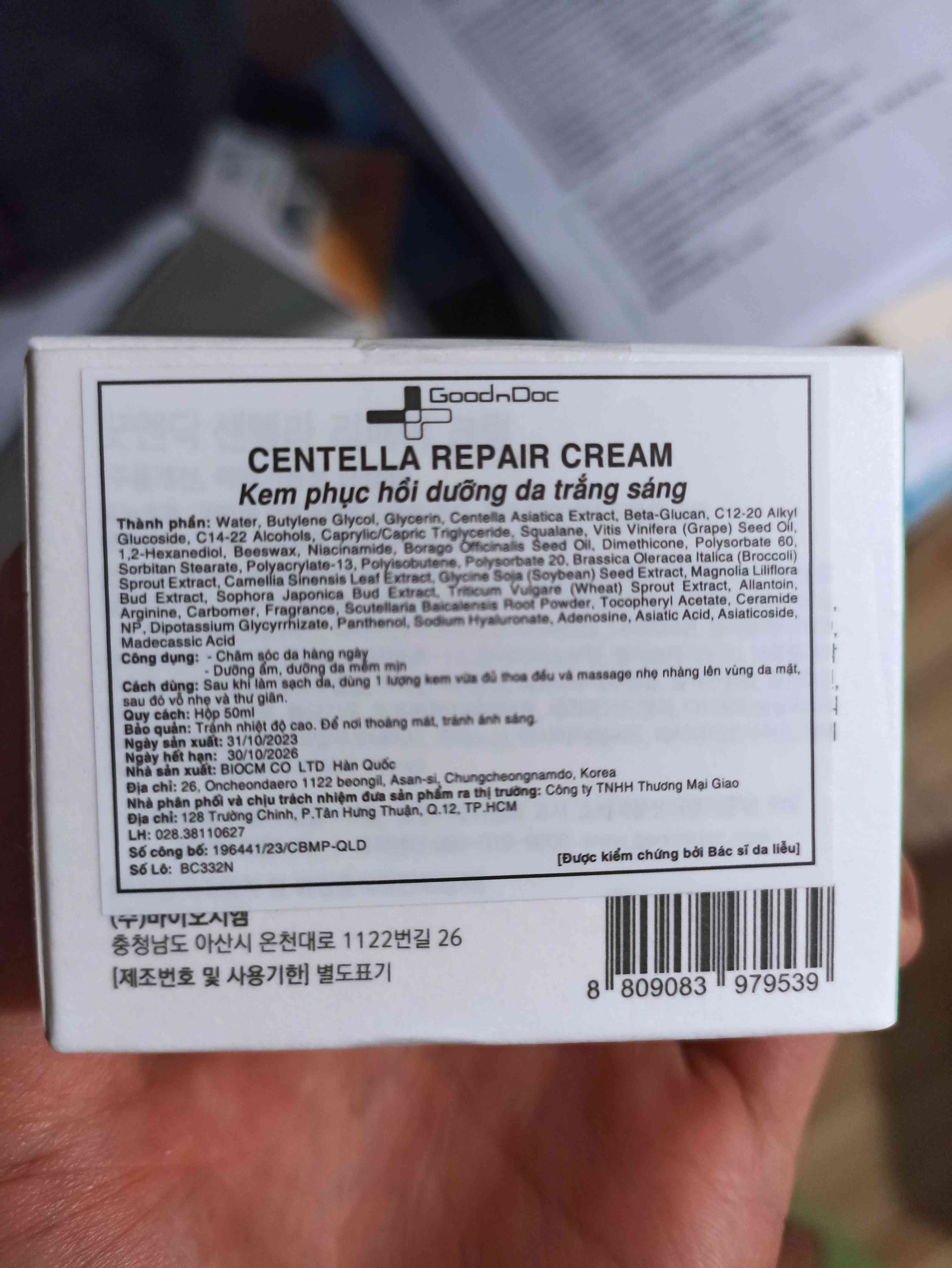 Kem Dưỡng Ẩm Phục Hồi GoodnDoc Centella Repair Cream 50ml - Dưỡng Da Khỏe Mạnh, Cấp Ẩm, Phục Hồi Da Hư Tổn Cho Mọi Loại Da
