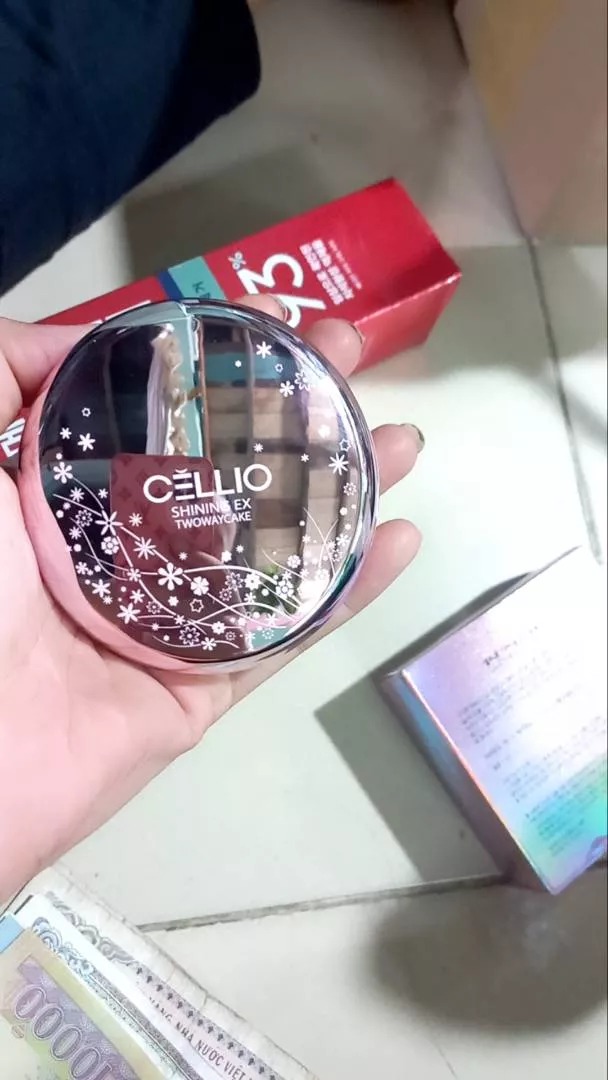 Phấn Phủ Cellio Shining Ex Two Way Cake 12g - Lớp Nền Tự Nhiên, Kiểm Soát Dầu, Che Khuyết Điểm - Mỹ Phẩm Hàn Quốc Cao Cấp