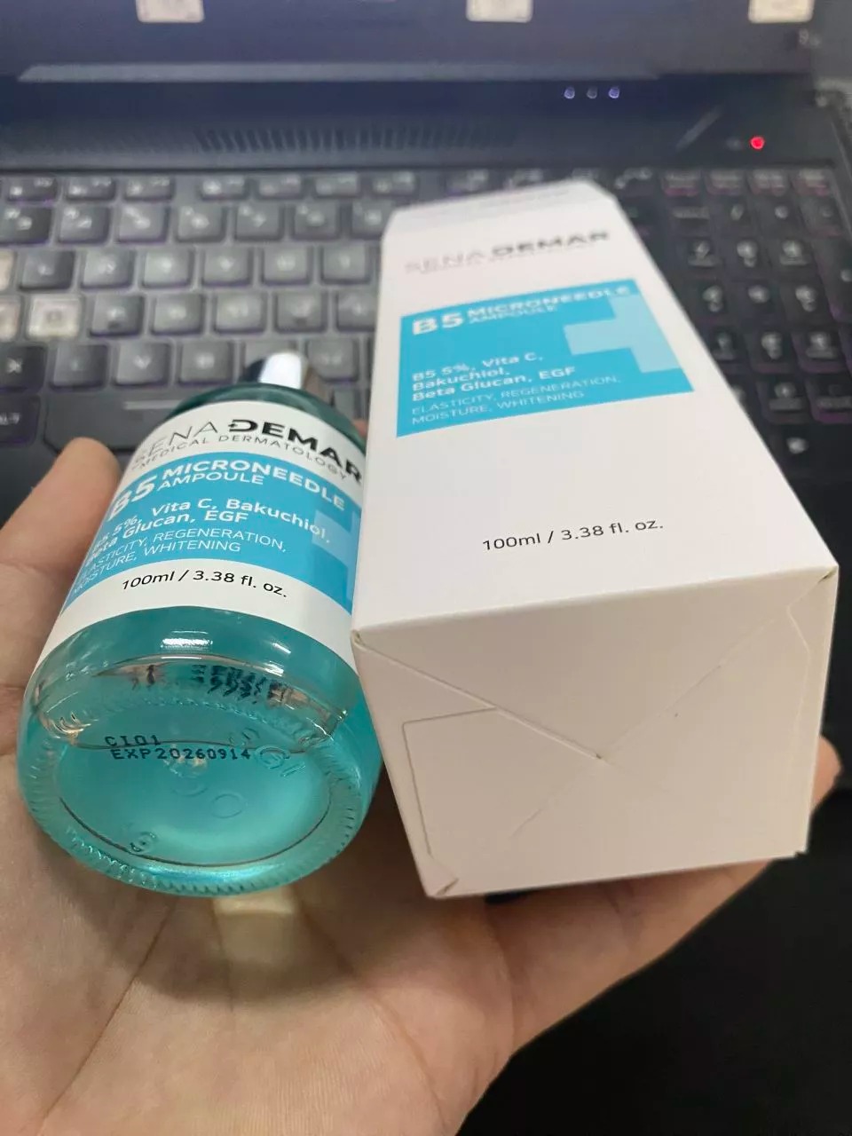 Serum Sena Demar B5 Microneedle Ampoule - Siêu phẩm phục hồi và tái tạo da 100ml từ Hàn Quốc, cấp ẩm, cải thiện nếp nhăn, làm sáng da