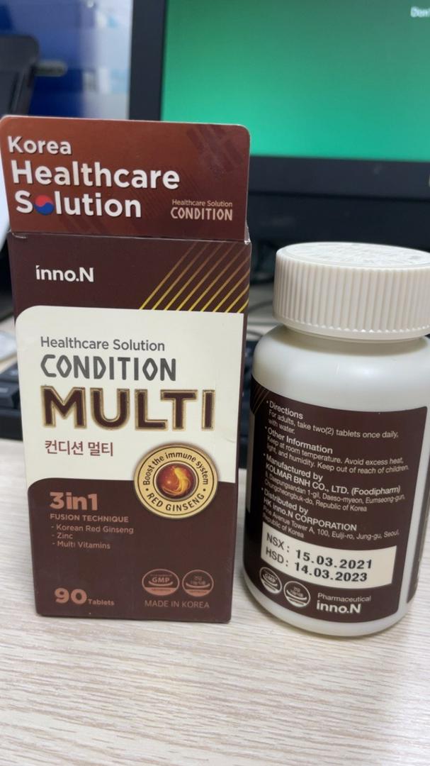 Viên Uống Inno.N Condition Multi Hỗ Trợ Tăng Cường Sức Khỏe - Vitamin Tổng Hợp Hàn Quốc 90 Viên, Giúp Nâng Cao Đề Kháng, Giảm Mệt Mỏi