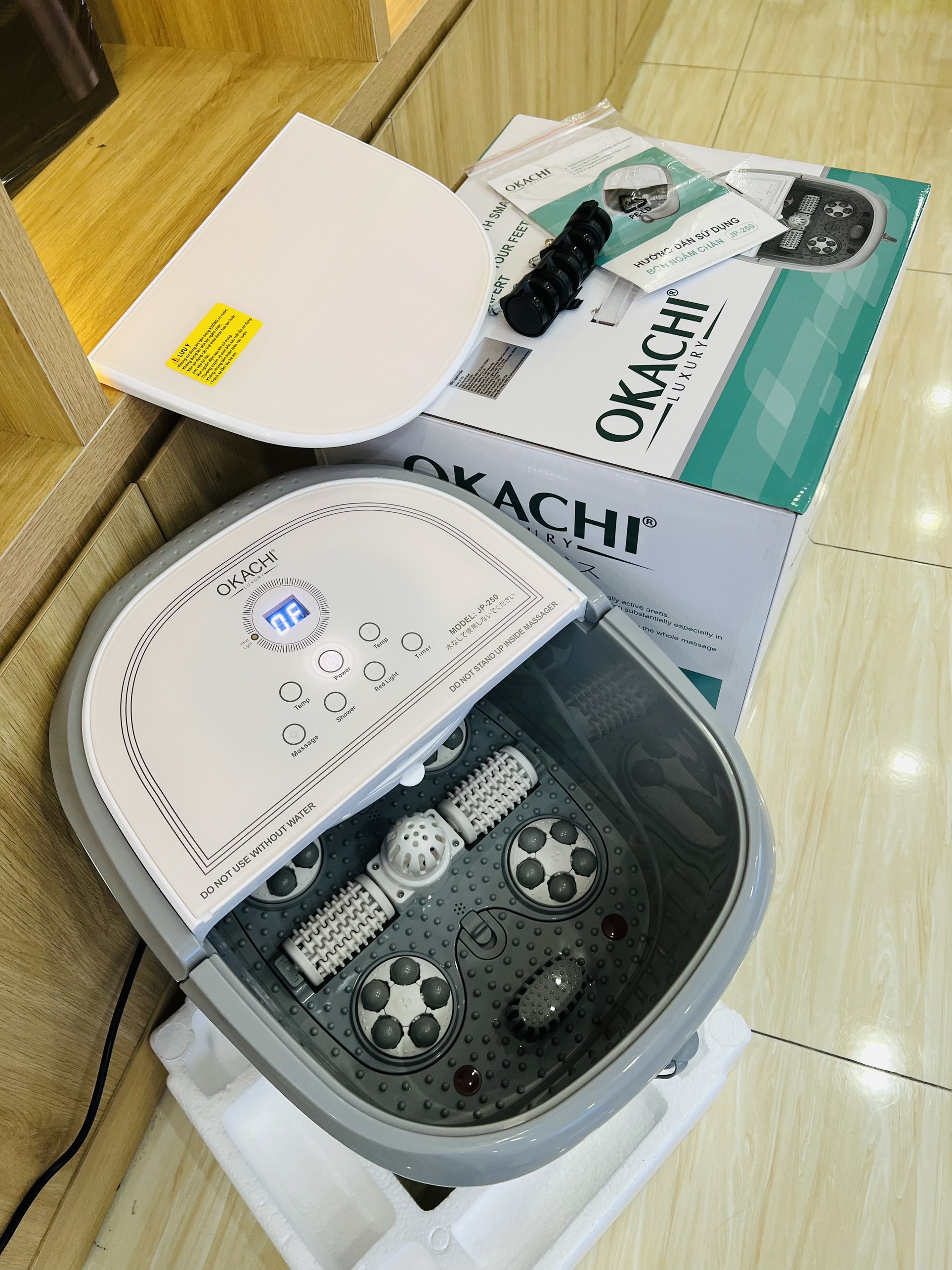 Bồn Ngâm Chân Massage Thải Độc OKACHI JP-250 Cao Cấp - Thiết Bị Chăm Sóc Sức Khỏe, Sưởi Nhiệt Tự Động, Thư Giãn Tối Ưu
