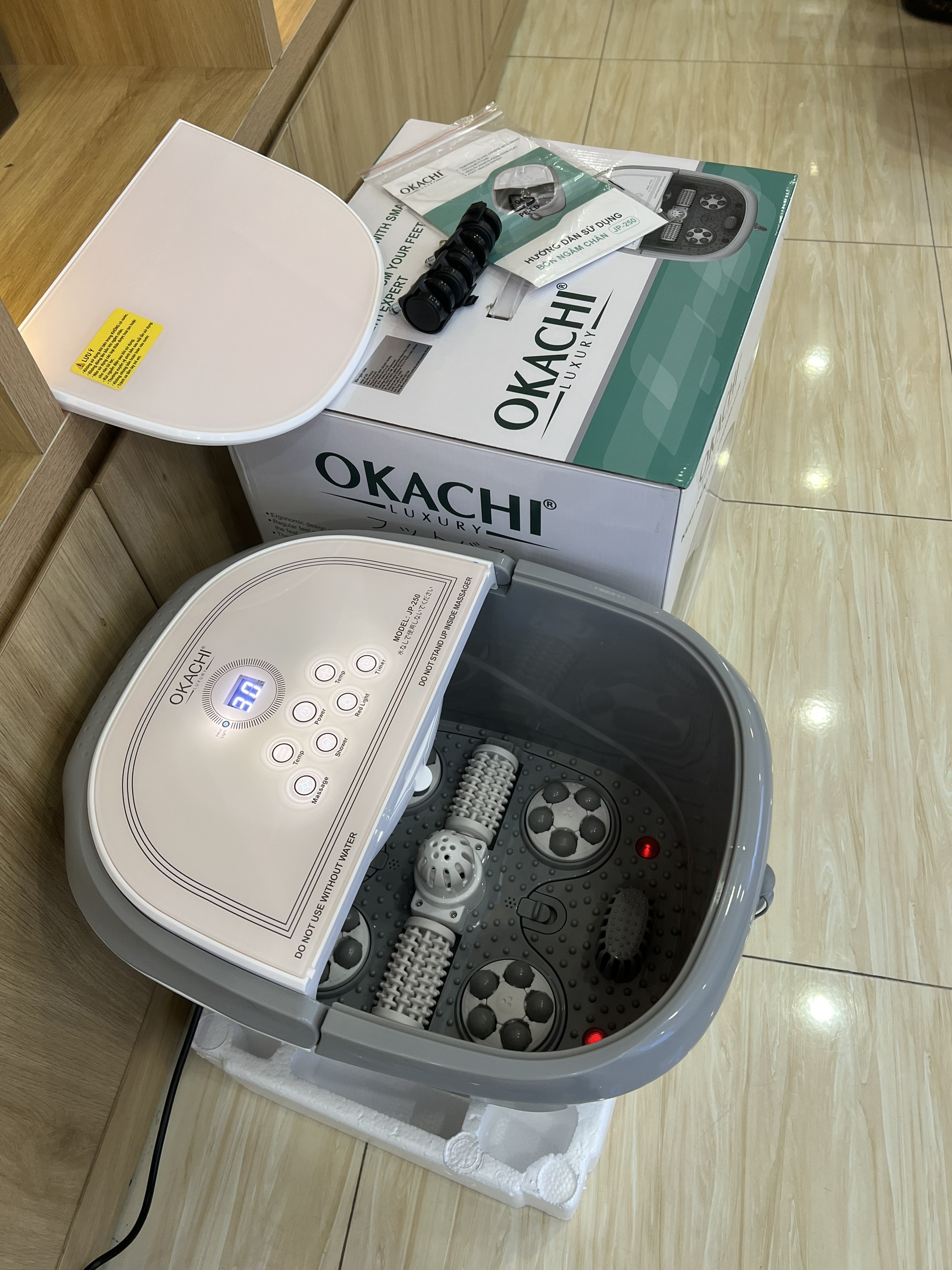 Bồn Ngâm Chân Massage Thải Độc OKACHI JP-250 Cao Cấp - Thiết Bị Chăm Sóc Sức Khỏe, Sưởi Nhiệt Tự Động, Thư Giãn Tối Ưu