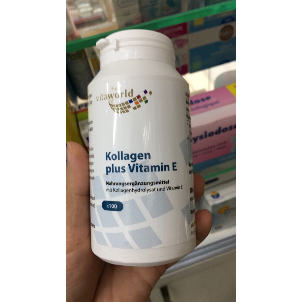Viên uống Kollagen Plus Vitamin E Vitaworld - Hỗ trợ làm đẹp da, trẻ hóa hiệu quả, duy trì độ đàn hồi và ẩm cho da, 100 viên
