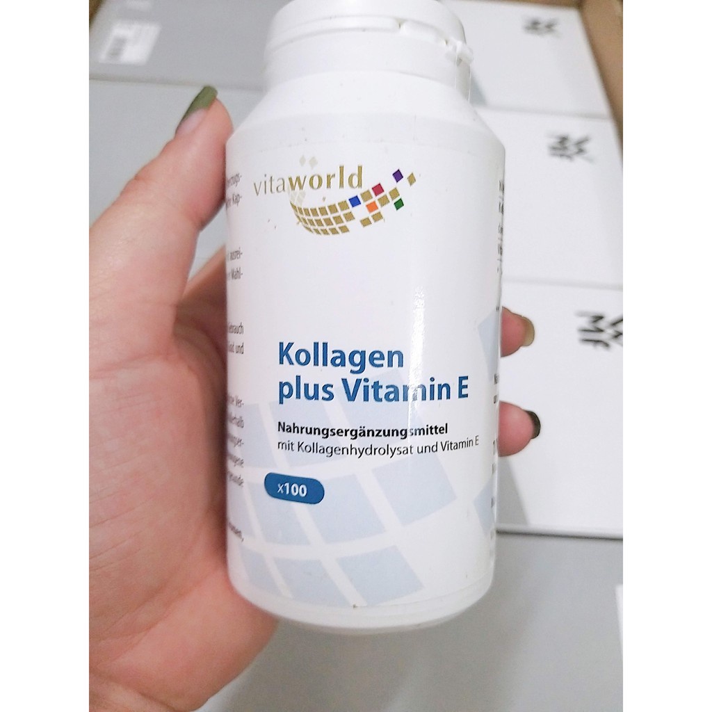 Viên uống Kollagen Plus Vitamin E Vitaworld - Hỗ trợ làm đẹp da, trẻ hóa hiệu quả, duy trì độ đàn hồi và ẩm cho da, 100 viên