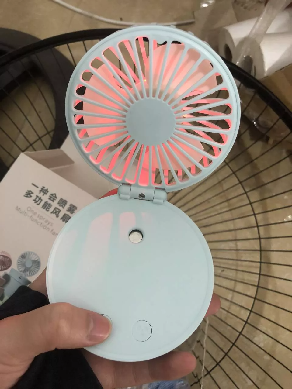 Quạt Mini Phun Sương Kết Hợp Đèn Ngủ Jiashi QMN03 - Quạt Cầm Tay Đa Năng Xông Tinh Dầu Nhiều Màu Sắc, 3 Tốc Độ Gió