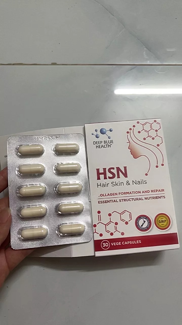 Viên uống đẹp da, tóc, móng HSN Hair Skin & Nails - Hỗ trợ tăng sinh collagen, dưỡng ẩm và nuôi dưỡng tóc khỏe mạnh - Deep Blue Health 30 viên
