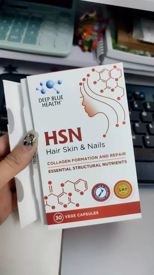 Viên uống đẹp da, tóc, móng HSN Hair Skin & Nails - Hỗ trợ tăng sinh collagen, dưỡng ẩm và nuôi dưỡng tóc khỏe mạnh - Deep Blue Health 30 viên