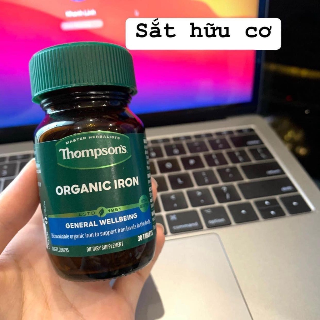 Viên bổ sung sắt hữu cơ Thompson's Organic Iron 30 viên - Hỗ trợ tăng cường sức khỏe cho phụ nữ mang thai và người ăn chay