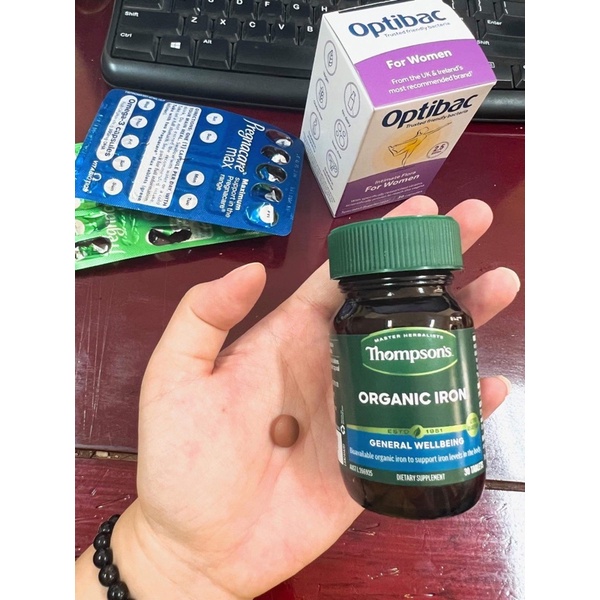 Viên bổ sung sắt hữu cơ Thompson's Organic Iron 30 viên - Hỗ trợ tăng cường sức khỏe cho phụ nữ mang thai và người ăn chay