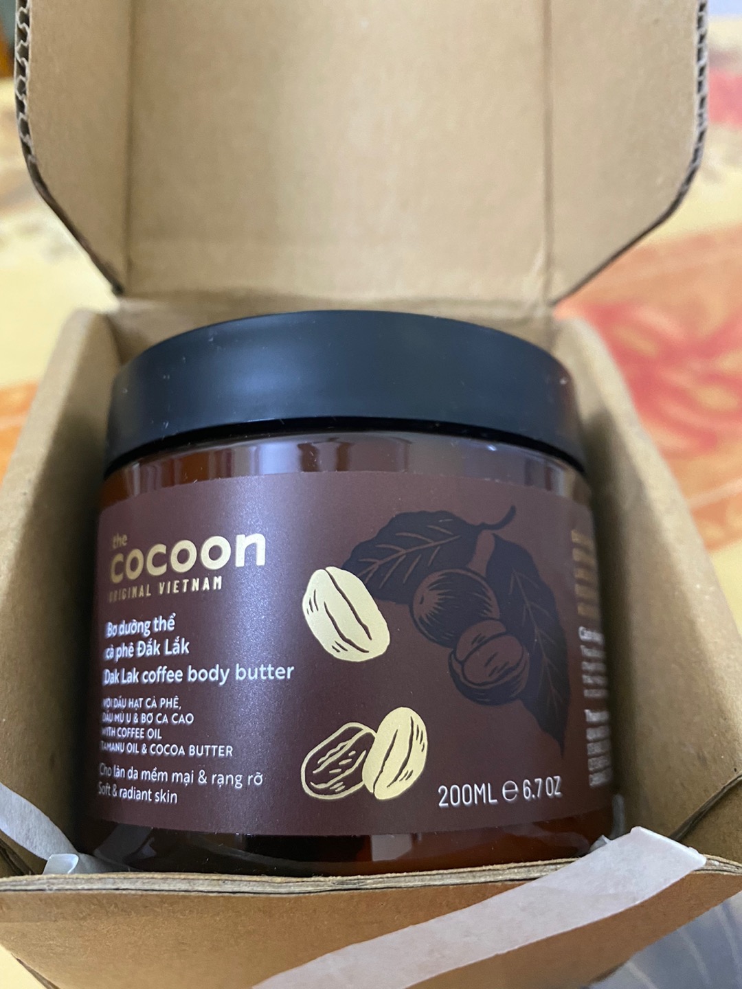 Bơ Dưỡng Thể Cocoon Chiết Xuất Cà Phê Đắk Lắk 200ml - Dưỡng Ẩm, Giúp Da Mềm Mịn, Phục Hồi Đàn Hồi Da Khô, Sần Sùi