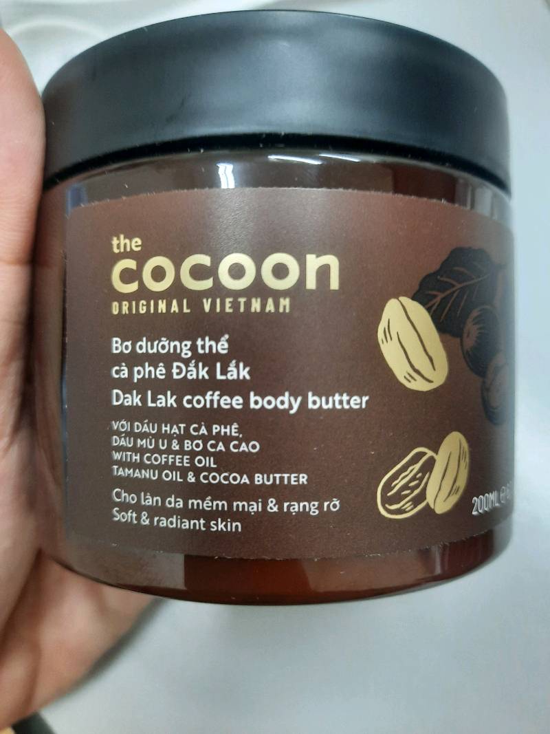 Bơ Dưỡng Thể Cocoon Chiết Xuất Cà Phê Đắk Lắk 200ml - Dưỡng Ẩm, Giúp Da Mềm Mịn, Phục Hồi Đàn Hồi Da Khô, Sần Sùi