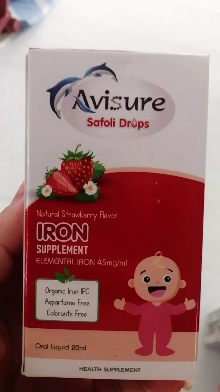 Siro Bổ Sung Sắt Hữu Cơ Avisure Safoli Drop - Giúp Tăng Cường Sức Khỏe và Hỗ Trợ Tạo Máu Cho Trẻ Em 20ml