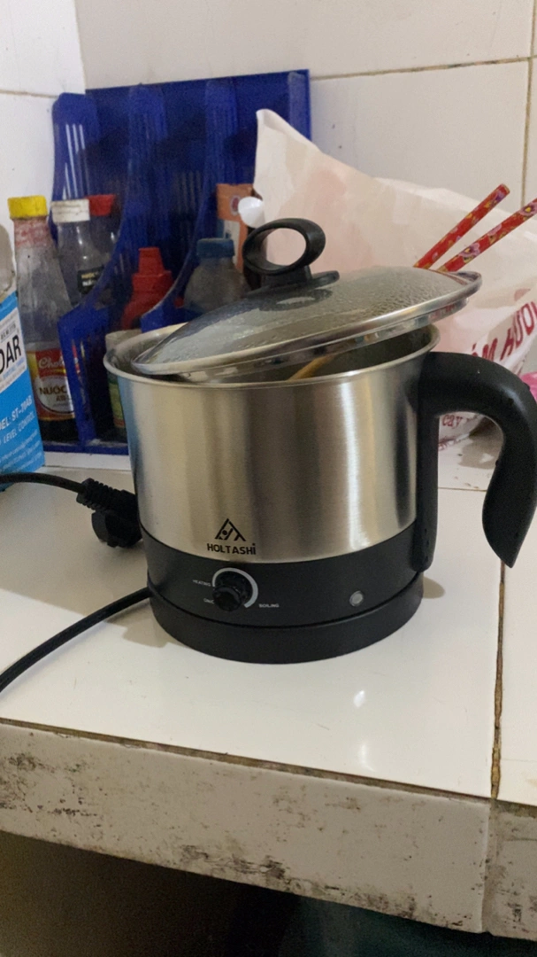Nồi lẩu điện mini Holtashi đế rời 1.2L - Thiết kế hiện đại, inox chống rỉ, nấu đa năng tiện lợi cho mọi bữa ăn