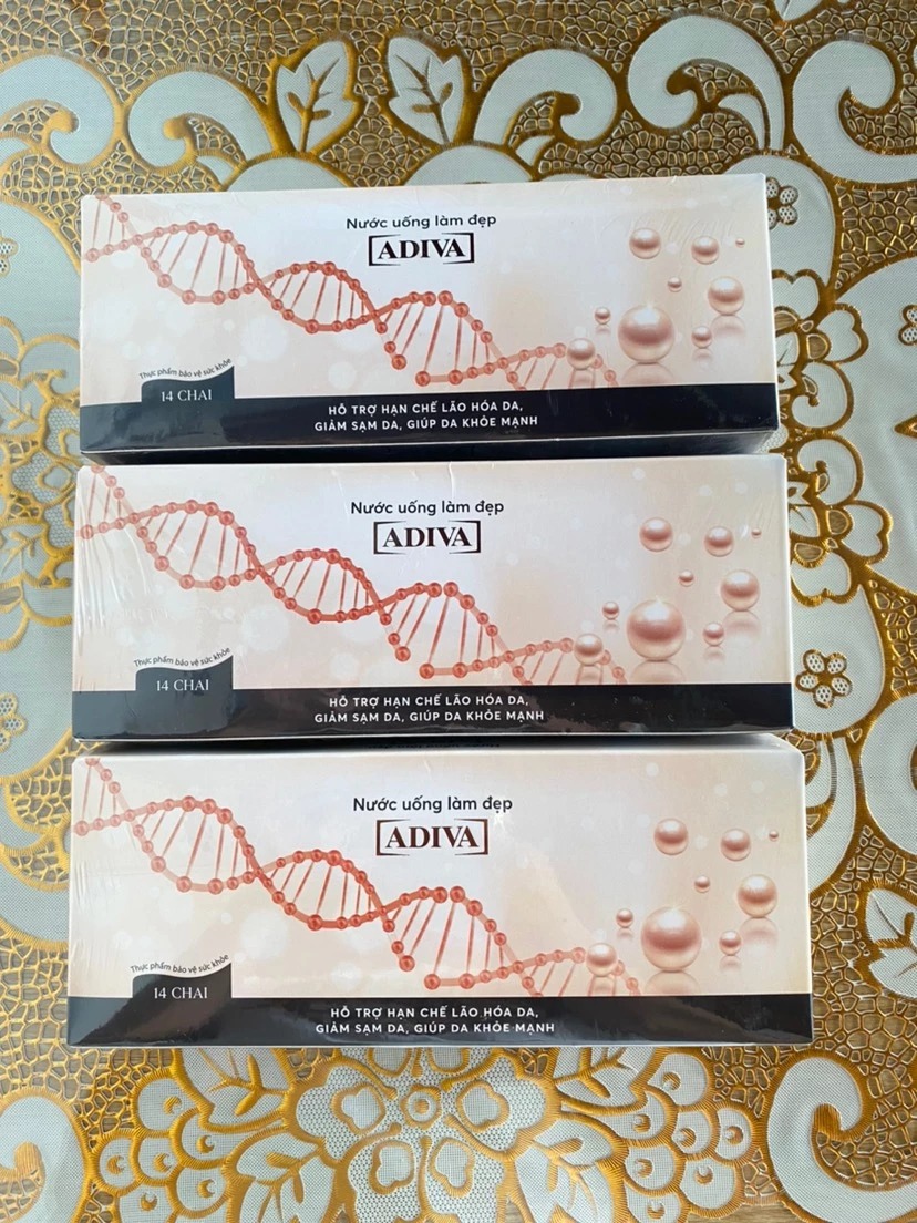 Nước Uống Làm Đẹp Adiva Collagen - Collagen Bioactive Peptide Giúp Da Sáng Mịn, Căng Mượt, Chống Lão Hóa Từ Bên Trong, Hộp 8 Chai/14 Chai