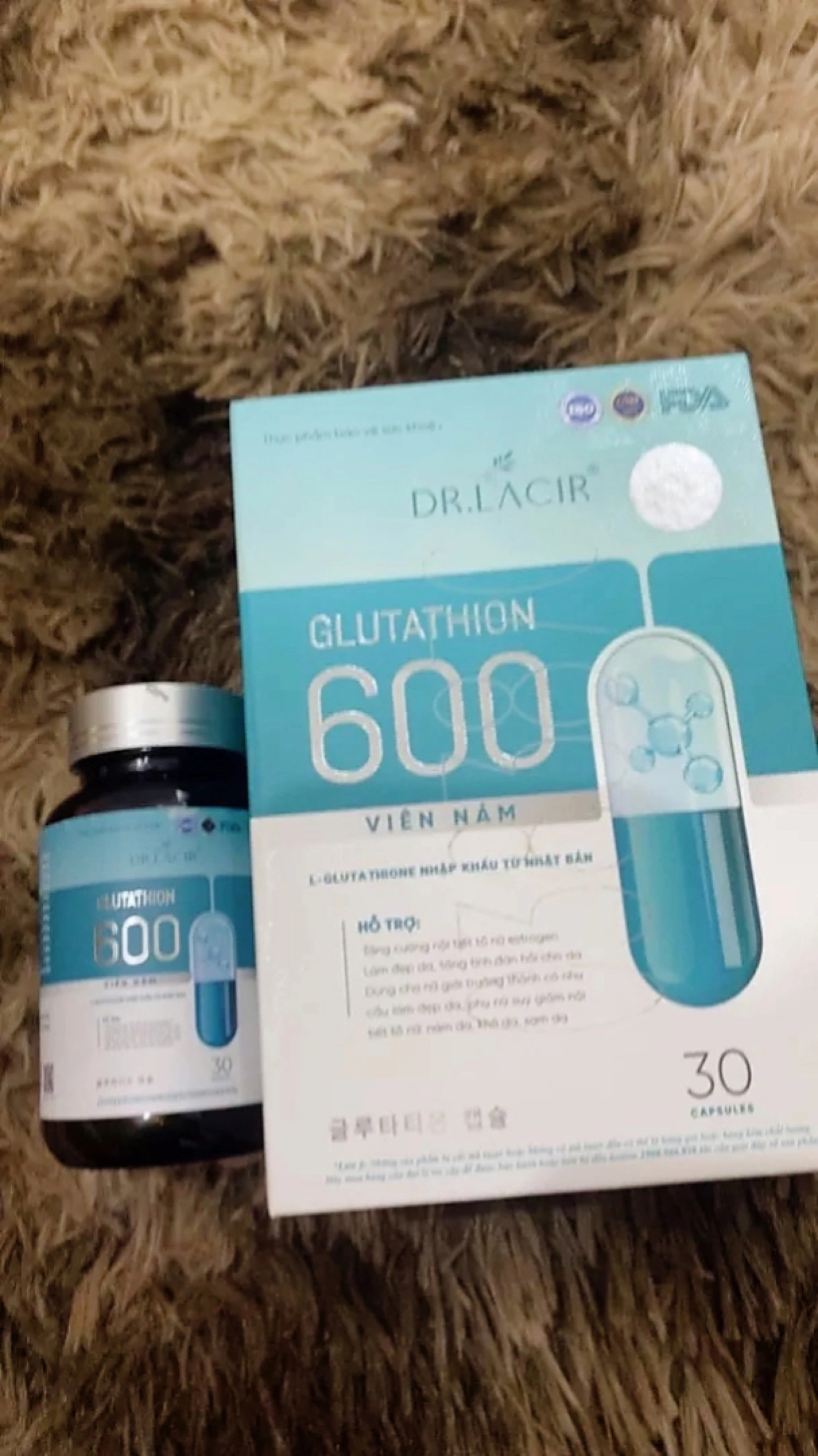 Viên uống Glutathione 600mg Dr. Lacir - Hỗ trợ làm trắng da và giảm thâm nám hiệu quả từ Nhật Bản