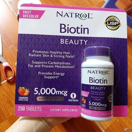 Viên ngậm Biotin 5000 mcg hỗ trợ mọc tóc nhanh chóng - Thực phẩm chức năng 250 viên giúp tóc dày, móng khỏe và làn da mịn màng
