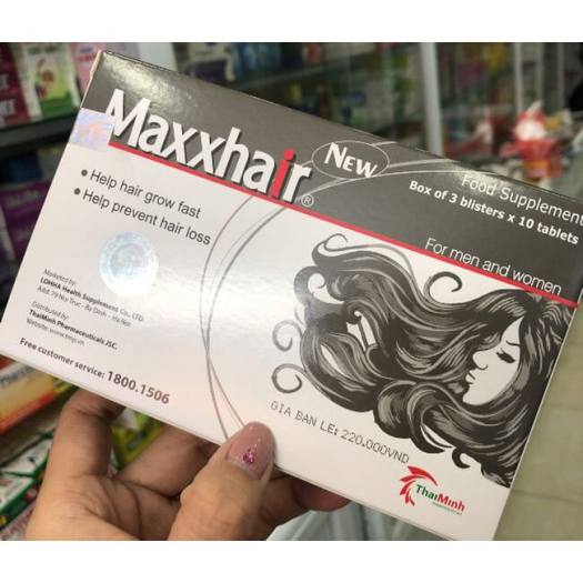 Viên uống Maxxhair hỗ trợ mọc tóc, giảm rụng tóc - Bổ sung vitamin, khoáng chất cho tóc chắc khỏe, bóng mượt