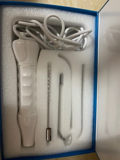 Máy điện tím cầm tay Portable High Frequency - Thiết bị làm sạch da, hỗ trợ trị mụn cho spa và cá nhân, 4 đầu thay thế.