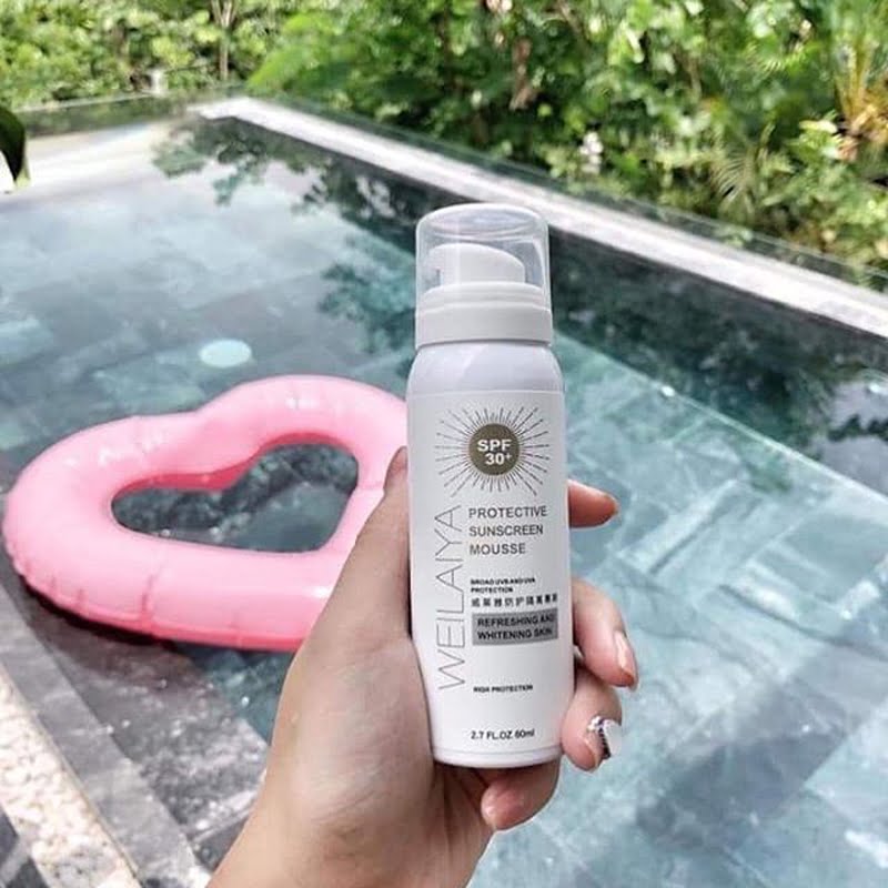 Bọt Chống Nắng Trắng Da Weilaiya Protective Sunscreen Mousse SPF 30+ - Dưỡng Trắng, Bảo Vệ Da Khỏi Tia UV, Không Nhờn Rít, 80ml