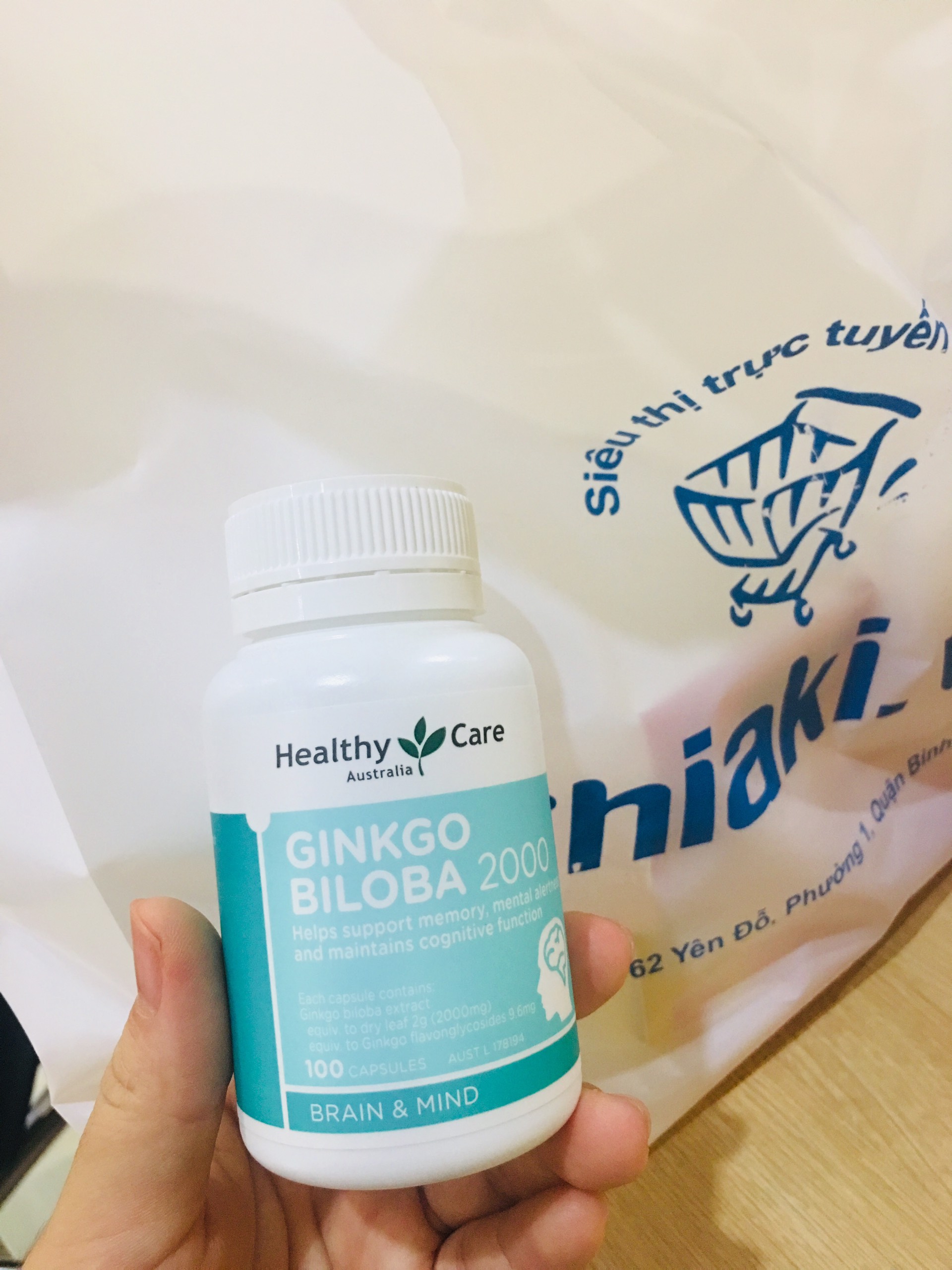 Viên uống Ginkgo Biloba Healthy Care 2000mg Úc - Hỗ trợ tuần hoàn não, cải thiện trí nhớ và khả năng tập trung, bảo vệ sức khỏe toàn diện