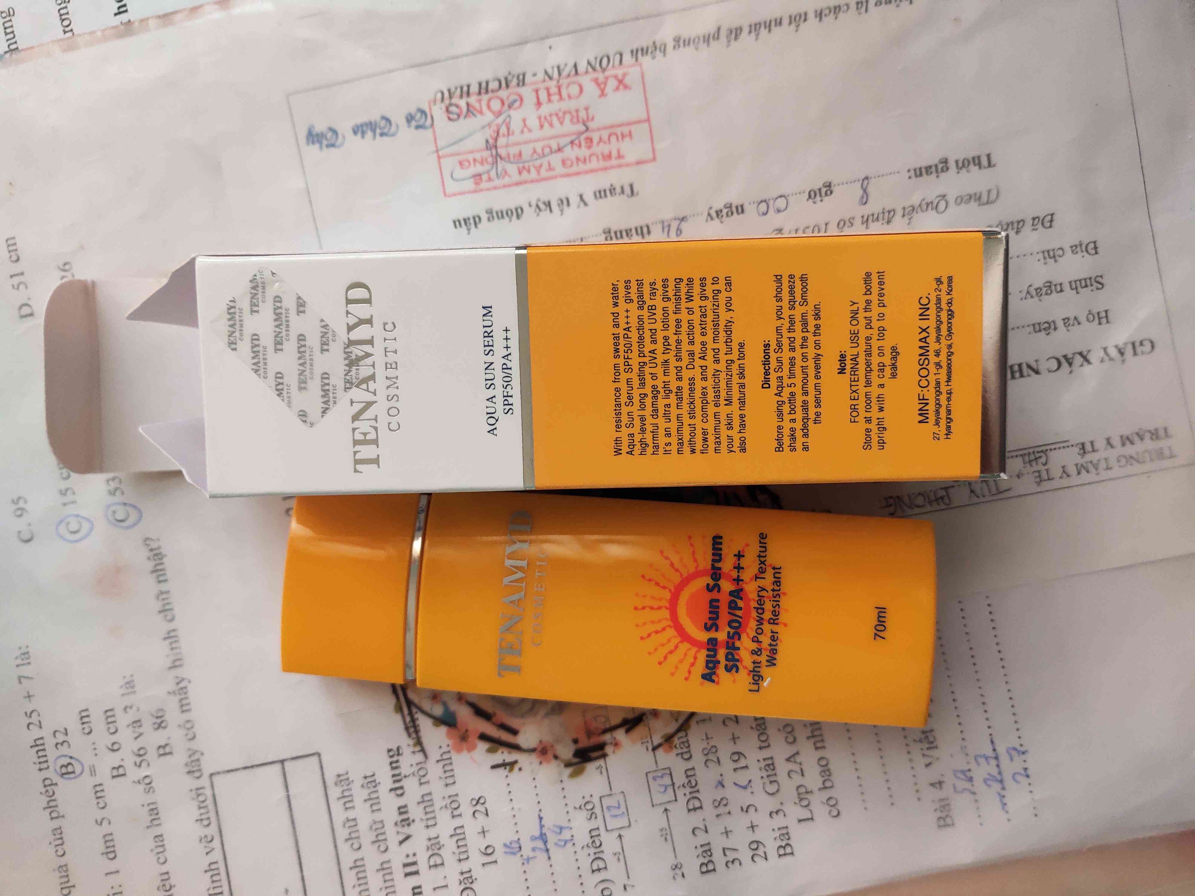 Kem Chống Nắng Tenamyd Aqua Sun Serum SPF50/PA+++ - Bảo Vệ Da, Kiềm Dầu, Dưỡng Ẩm và Chống Nắng Tối Ưu cho Da Nhạy Cảm