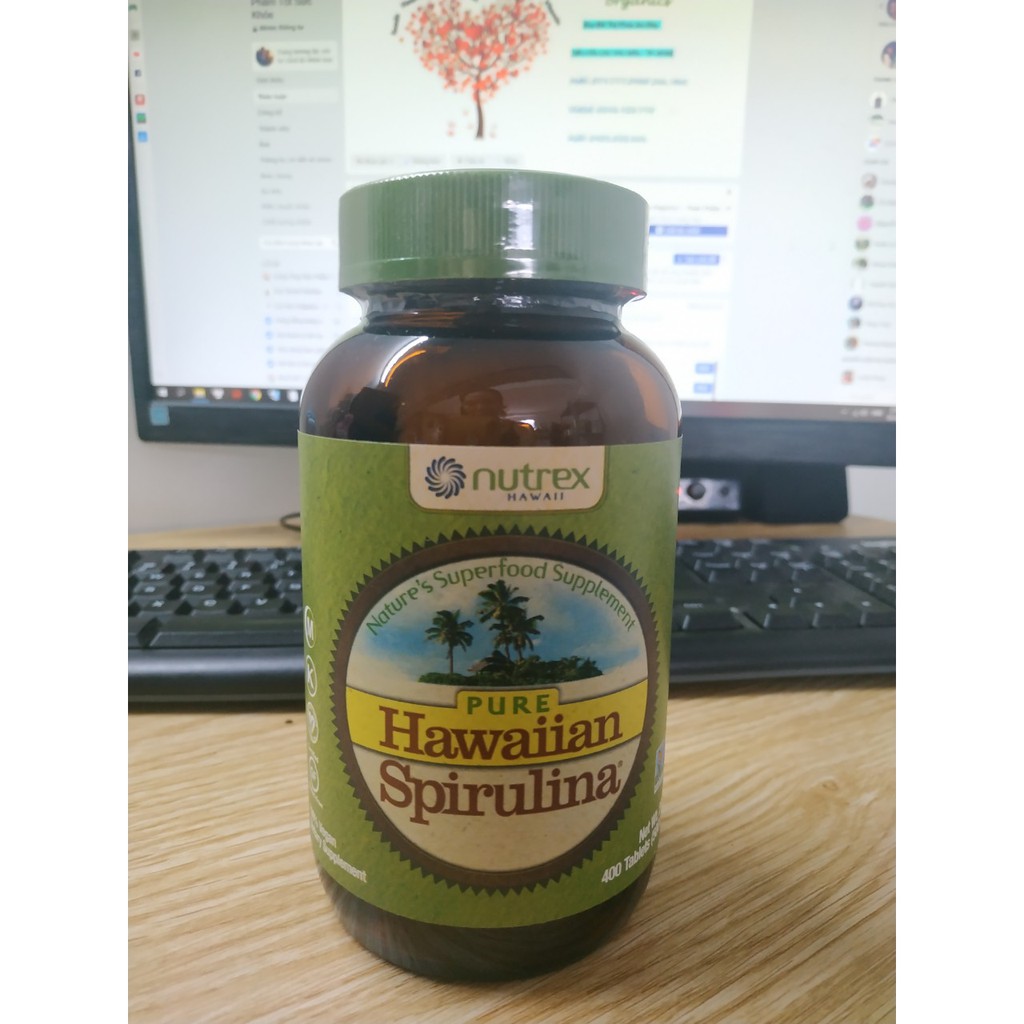 Tảo xoắn Nutrex Hawaii Hawaiian Spirulina 500mg - Thực phẩm chức năng tăng cường miễn dịch và sức khỏe toàn diện, 100% thiên nhiên