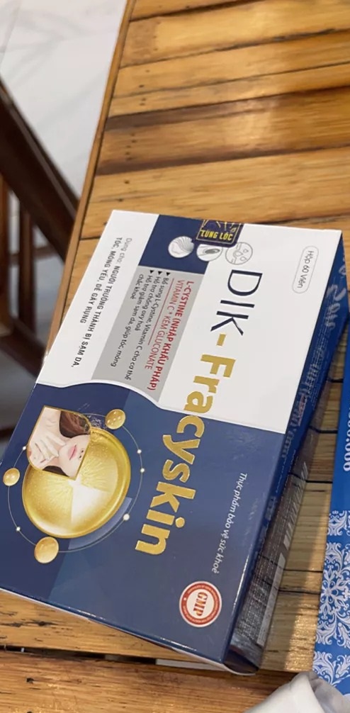 Viên uống Dik-Fracyskin - Hỗ trợ đẹp da, tóc, móng chắc khỏe với L-cystine, vitamin C, kẽm gluconate - Hộp 60 viên
