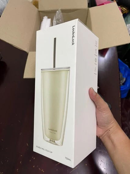 Ly nhựa 2 lớp Lock&Lock kèm ống hút HAP507 750ml - Chống nhiệt, thiết kế tiện dụng, lý tưởng cho nước lạnh và nước đá