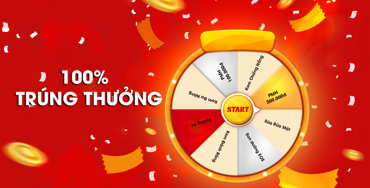 Vòng quay may mắn - 100% cơ hội trúng thưởng