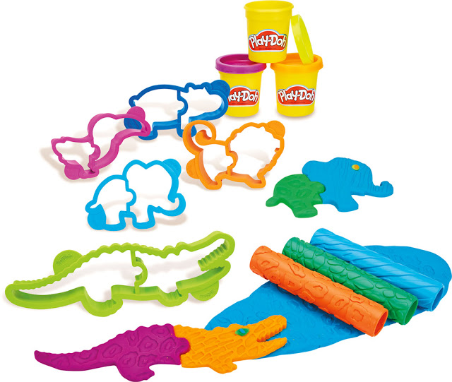 Đất nặn Play-Doh thế giới động vật bao gồm nhiều khuôn hình như hươu cao cổ, voi, cá sấu...