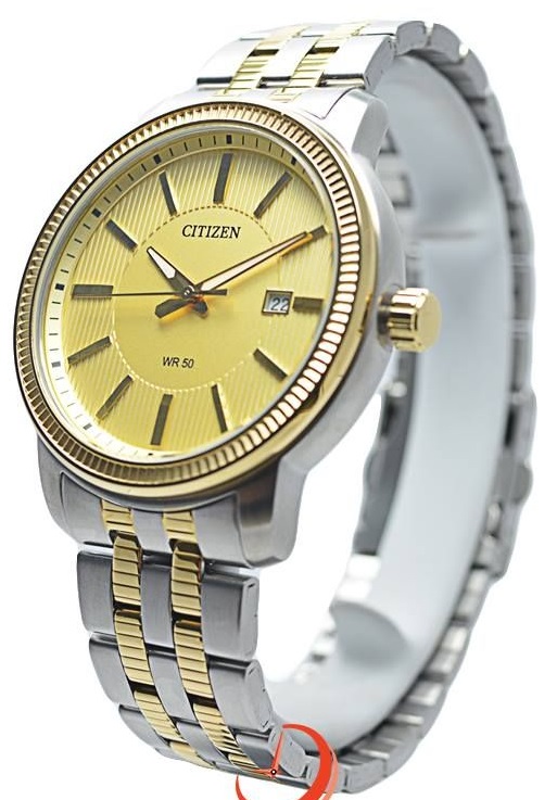 Đồng hồ đeo tay Citizen BI1088-53P với vòng bezel cách điệu, mạ vàng sang trọng, dây đeo thép không gỉ to bản cùng khóa gập an toàn 