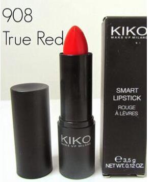 Son Kiko Smart Lipstick 908 True Red với gam màu đỏ nổi bật 