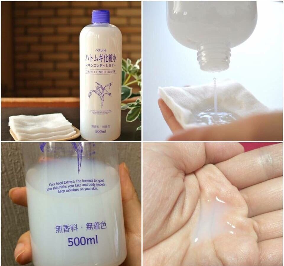 Cách sử dụng Nước hoa hồng Naturie Hatomugi Skin Conditioner