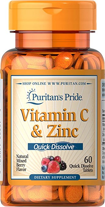 Viên ngậm bổ sung Vitamin C và Kẽm Puritan's Pride Quick Dissolve chính hãng