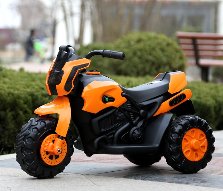 Xe máy điện trẻ em 268 màu cam phong cách thể thao mạnh mẽ
