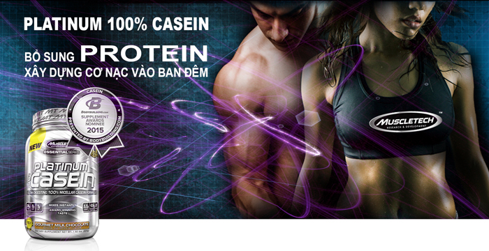 Platinum Casein MuscleTech bổ sung hàm lượng casein tinh khiết giúp nuôi cơ ban đêm hiệu quả