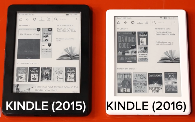 Kindle 2016 mỏng hơn 11% và nhẹ hơn 16% so với thế hệ trước