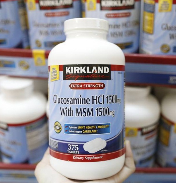 Glucosamine HCL 1500mg Kirkland with MSM 1500mg há»p 375 viÃªn 1
