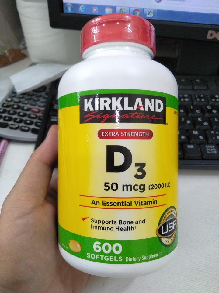 Vitamin D3 2000IU Kirkland bổ sung vitamin D3 mẫu mới