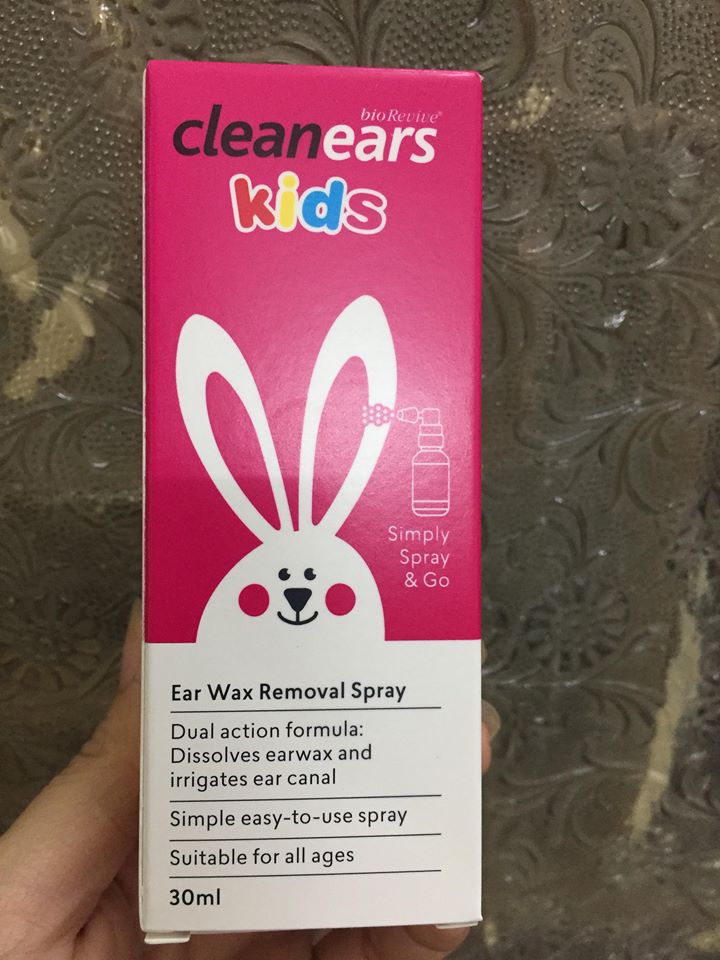 Xịt hỗ trợ tan ráy tai clean ears kids 30ml của úc