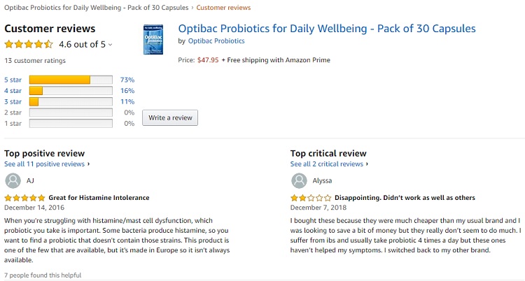 Phản hồi từ phía khách hàng sử dụng men vi sinh Optibac For Daily Wellbeing màu xanh da trời 3