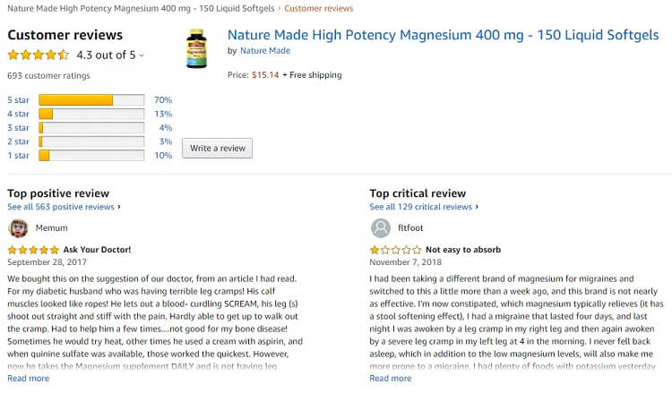 Phản hồi từ phía khách hàng sử dụng Magie Nature Made Magnesium 3