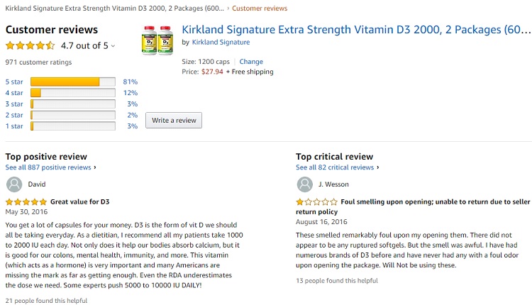 Phản hồi từ phía khách hàng sử dụng Vitamin D3 2000IU Kirkland 3