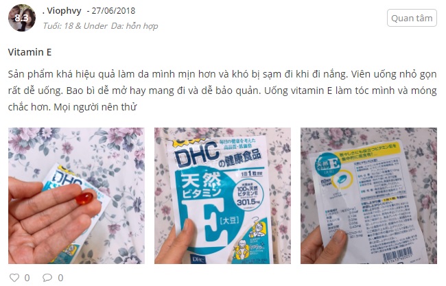 Phản hồi từ phía khách hàng sử dụng Viên uống DHC bổ sung vitamin E 2