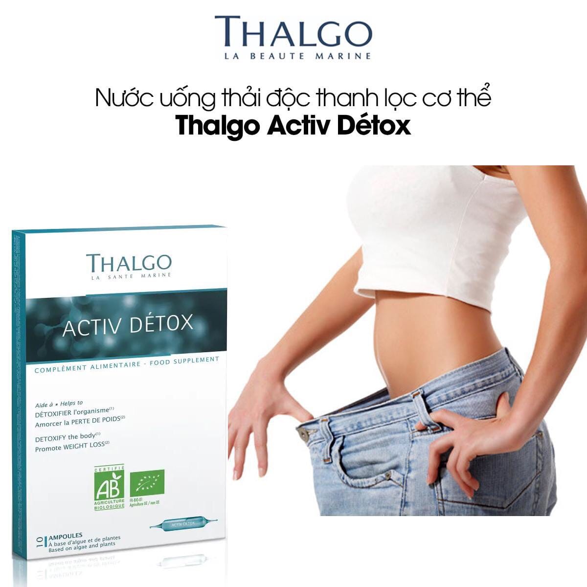 Nước uống thải độc thanh lọc cơ thể Thalgo Activ Detox kiểm soát cân nặng tối ưu