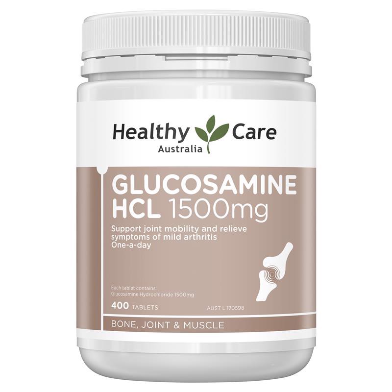 Glucosamine HCL 1500mg Healthy Care hộp 400 viên của Úc mẫu mới