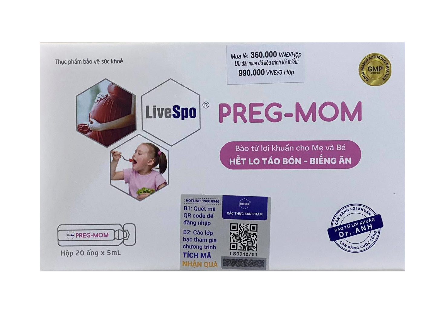 Bào tử lợi khuẩn cho mẹ và bé LiveSpo Preg-Mom mẫu mới