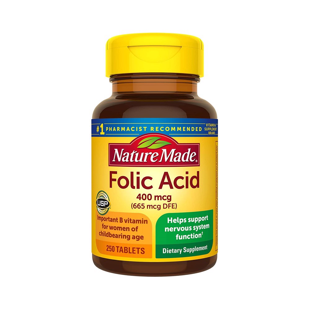 Viên Uống Bổ Sung Acid Folic 400mcg Nature Made 250 Viên 